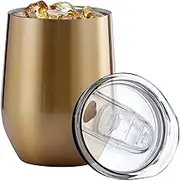 12oz Tumbler with lid, Stainless Steel Travel Mugs Double Wall Insulated Coffee Cup, Insulated Travel Tumbler for Cold & Hot Drinks (Gold)