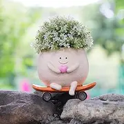 Xinthail Cute Face Head Planters for Indoor Plants, Funny Skateboarding Planter Pots with Smiley Faces for Succulents and Outdoor Plants,Ideal Mother's Day