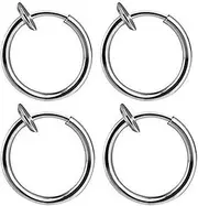 [Tummy Tub] Earring Hoop,Nose Lip Rings,Stud Earrings,Ram Earrings Retractable Hip-hop Earrings Women Men Need Earrings No Hoop Classic Piercing Earrings Womens Stud Earrings (Color : Silver)