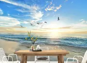 Birds Sandy Beach Removable Wall Mural