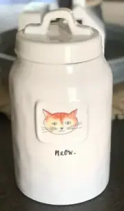 Rae Dunn Cat "MEOW" Treats Canister Unused