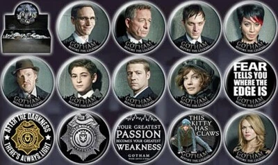 DC Comics Gotham TV Series Metal Comic Art Button Assortment of 144 NEW BOXED
