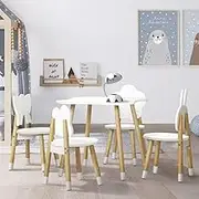 Kids Table and Chairs Set 5PCS Children Activity Study Play Desk White