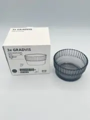 Brand New In Box 3 Pc IKEA GRADVIS Gray Candle Holder 4.5 cm (1 ¾ ")
