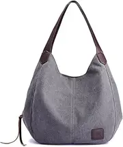 [Hiigoo] Fashion Women's Multi-pocket Cotton Canvas Handbags Shoulder Bags Totes Purses
