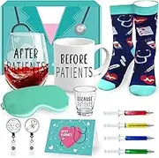 JTAMOHI Nurse Appreciation Gifts, Before Patients 11oz Coffee Mug, After Patients 19oz Wine Glass with 2oz Shot Glass Gifts Set, Ideal for Nurses, Doctors, Dentists, Hygienists, Assistants, Christmas