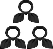 [NZKNP] Neck Scarf for Women,Scarf for Women,Black Scarf,Satin Head Scarf,Silk Scarf for Women,Neck Scarf,Head Scarf for Women's Hair,Head Scarf for Black WomenBandana Top,Black Neck Scarf, Black 3pcs