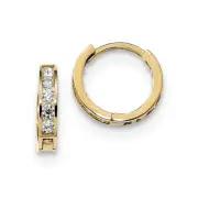 14k 14kt Yellow Gold Madi K Round/Square CZ Reversible Hinged Hoop Earrings
