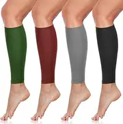 [SATINIOR] 4 Pairs Calf Compression Sleeve Leg Compression Sock Calf and Shin Support Relieve Calf Pain for Men Women Running