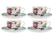Jardin Peony Teacup and Saucer Set Of 4