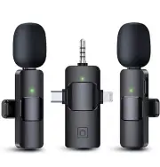 3-in-1 Wireless Microphone: Premium Lavalier Microphones iPhone, Android, Camera
