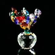 Ornament Fengshui Glass Money Lucky Tree Crystal Flower Crafts Figurines Christm