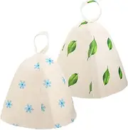 KOMBIUDA 2pcs Felt Sauna Hat Spa Accessories for Saunas Large Waterproof Cover Thickened Long Heat Reusable Hats Shower Caps Felt Bath Caps Sauna Hat for Women Bathing Hat
