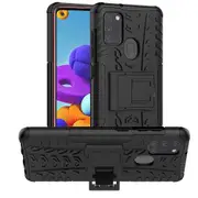 Samsung Galaxy A21S Case, Shockproof Heavy Duty Tough Kickstand Protective Rugged Case Cover (Black)