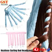 Heatless Curling Rod Headband Lazy Curler Hair Curls Ribbon DIY Hair Styling AU