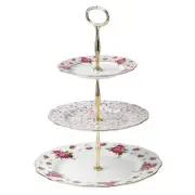 Royal Albert New Country Roses White Cake Stand Three-Tier, 11.5"