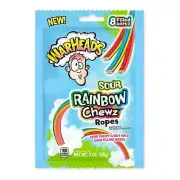 WarHeads 3 oz SOUR RAINBOW CHEWZ Ropes Soft Chewy Sour Filling Candy *BB 6/2026*