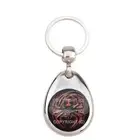 Premium Teardrop Chrome Die Cast Metal Keychain Ring Fob RED BLACK WIDOW SPIDER