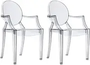 Set of 2 Matt Blatt Louis Ghost Dining Chairs Replica (Smoke) - MBLGHT2CHSA