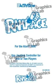 Replacement Game Cartridge Label - Rampage for Atari 7800