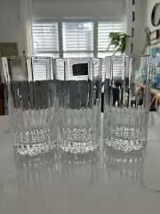 3 Mikasa BOARDROOM Highball Glass Tumbler Barware Vertical Cut, NEW 5 3/8”