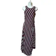 ROZ & ALI WOMEN'S XS SLEEVELESS STRIPED TANK SWING RUCHED DRESS NEW WITH TAGS