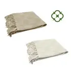 Checkerboard 100% Cotton Texture Fringe Throw Rug 125 x 150 cm