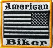 AMERICAN BIKER USA FLAG Flag Embroidered Black & White Iron-On Patch