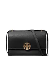 Tory Burch Pebbled Texture Goldtone Logo Shoulder Bag