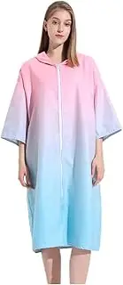 Zipper style bathrobe,towel changing robe zipper， Quick Dry Lightweight Microfiber Robe, Changing Robe Towel, Surfing cape Diving suit change robe, Pink Blue Colors Poncho Hooded Robe for Women