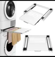 Adjustable 24" Stacking Kit for Washer and Dryer with Pull Out shelf. White