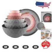 Durable BPA-Free Nesting Bowls with Lids - 12 Pieces for Food Prep & Storage