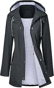 [LOMON] Raincoat Women Waterproof Long Hooded Trench Coats Lined Windbreaker Travel Jacket S-XXL