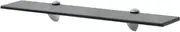 Floating Wall Shelf Glass 60x20 cm - Oak Hanging Ledge, Zinc Alloy Bracket Frame, Perfect Bathroom Shelves