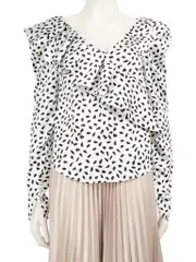 Black & White Dotted Ruffle Blouse