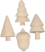 PLAFOPE Wooden Craft for Boys and Girls 4pcs Blank Christmas Trees Xmas Supplies Desktop Xmas Decor DIY Xmas Tree Craft