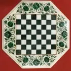 24'' White Marble Chess Table Top Pietra Dura Inlay Children Game Kids c39