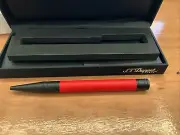 S.T. DUPONT D-INITIAL BALLPOINT PEN BLACK AND RED MATT FINISH