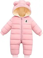 [KEOYA] Baby Snowsuit Infant Boys Girls Winter Warm Jumpsuit Thick Hooded Bodysuit One Piece Snow Wear Romper