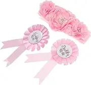 BESTonZON Maternity Belt Set for Mummy Daddy Belly Band Flower Sash Corsage Badges 3pcs Pregnancy Accessory Set