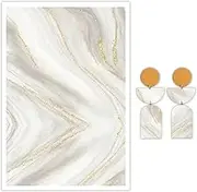 Briartw 10 Sheets Polymer Clay Transfer Paper - Per Sheet 5.82 X 3.93 inch Water-Soluble Transfer Sheets for DIY Clay Jewelry Making Disposable Stickers -White Marble with Gold Veins