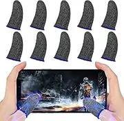 Newseego Finger Sleeve Sets for Gaming Mobile Game Controller Thumb Sleeves [10 Pack], Anti-Sweat Breathable Touchscreen Sensitive Aim Joysticks Finger Set for Rules of Survival/Knives Out (Blue)