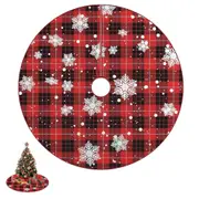 Christmas Tree Skirt 120CM Red Black Plaid Snowflake Xmas Tree Skirt for Christmas Party-Small Snowflake Patterns