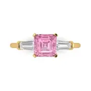 1.62Ct Square Emerald Cut Pink Gemstone VVS1 Solid Gold Engagement Promise Ring