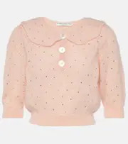 [Alessandra Rich] Alessandra Rich Embellished mohair-blend crop top AU 6 pink