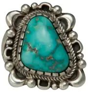 Navajo Native American Kingman Turquoise Ring Size 8 by Danny Clark SKU229204