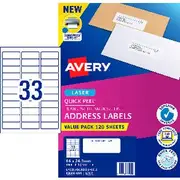 Avery 33UP Laser Address Labels with Sure Feed 120 Sheets