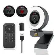 Webcam, 2K Streaming Webcam with Ring Light, HDR Laptop Camera with 863PLUS 2K