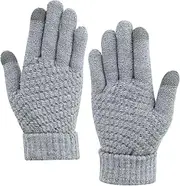 [YSHIGUING] Knitted Thermal Gloves Womens, Touch Screen Winter Gloves, Thicken Fleece Lined Knitted Mittens Gloves, Windproof Keep Warm Touchscreen Gloves