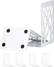 Book Ends for Shelves and Heavy Books - Metal White 3 Pair Set - Home Decorative Shelf Holders and Supports